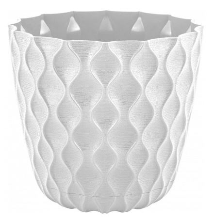 Горшок для цветов InGreen Wave с дренажной сеткой и съемным поддоном 1,4л, D145мм,белоснежный жасмин